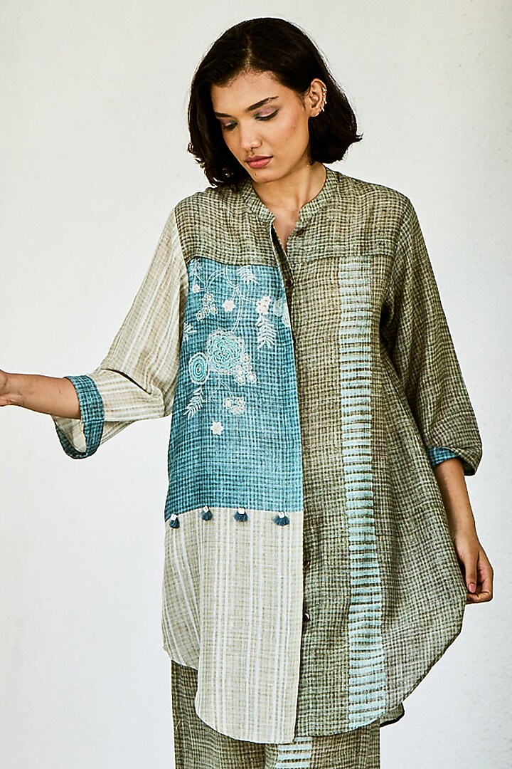 Blue Linen Co-Ord Set by Basil Leaf at Pernia's Pop Up Shop