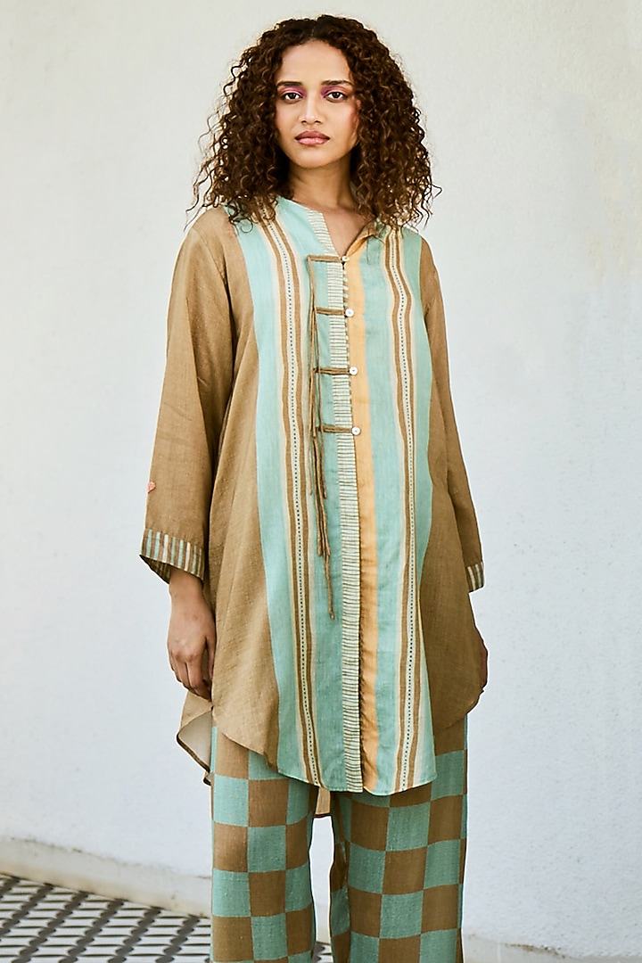 Brown Linen Co-Ord Set by Basil Leaf at Pernia's Pop Up Shop