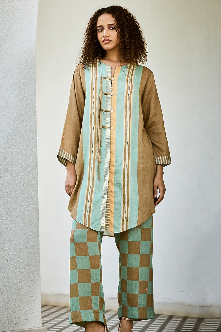 Brown Linen Co-Ord Set by Basil Leaf at Pernia's Pop Up Shop