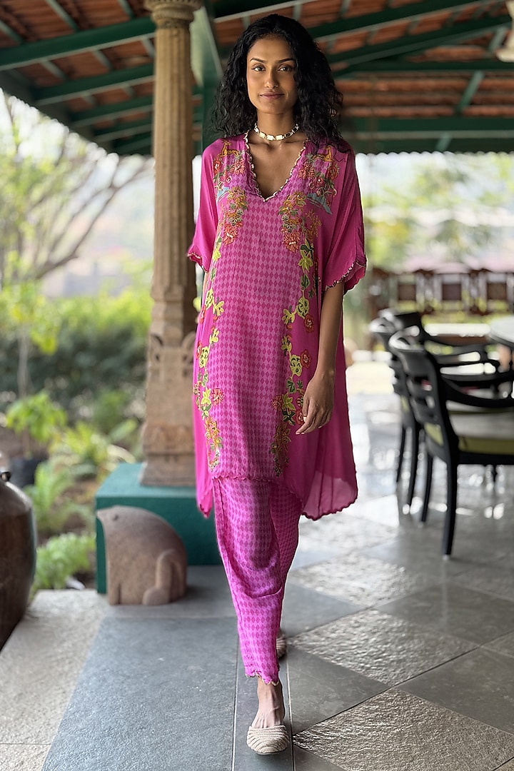 Hot Pink Crepe Co-Ord Set by Basil Leaf at Pernia's Pop Up Shop