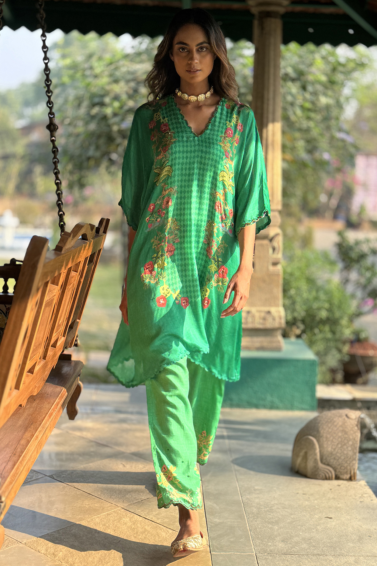 Forest Green Crepe Co-Ord Set by Basil Leaf at Pernia's Pop Up Shop