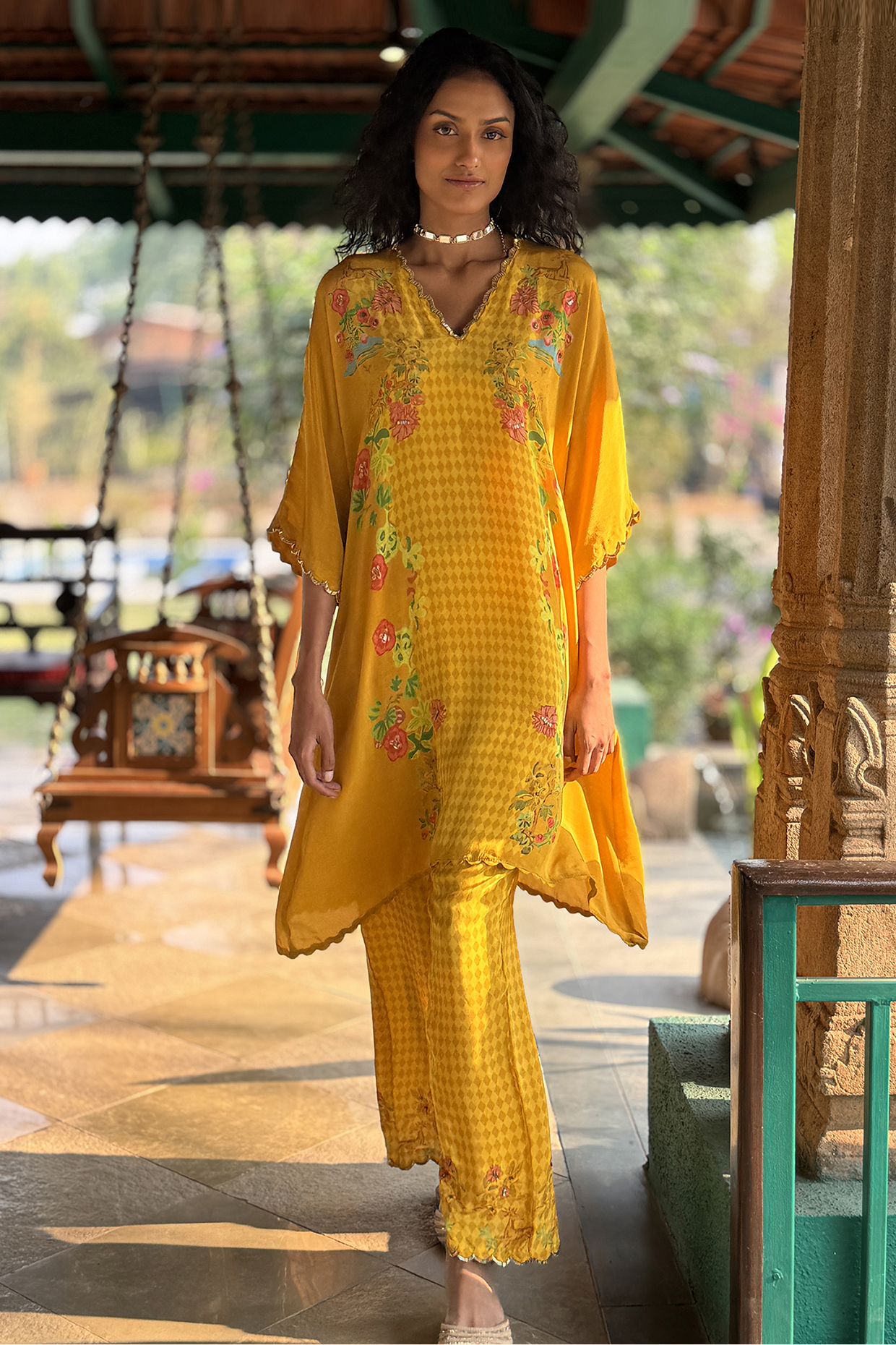 Yellow Crepe Co-Ord Set by Basil Leaf at Pernia's Pop Up Shop