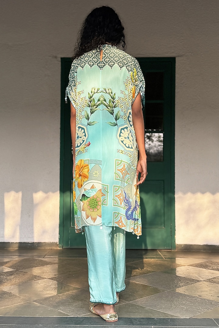 Aqua Crepe Co-Ord Set by Basil Leaf at Pernia's Pop Up Shop