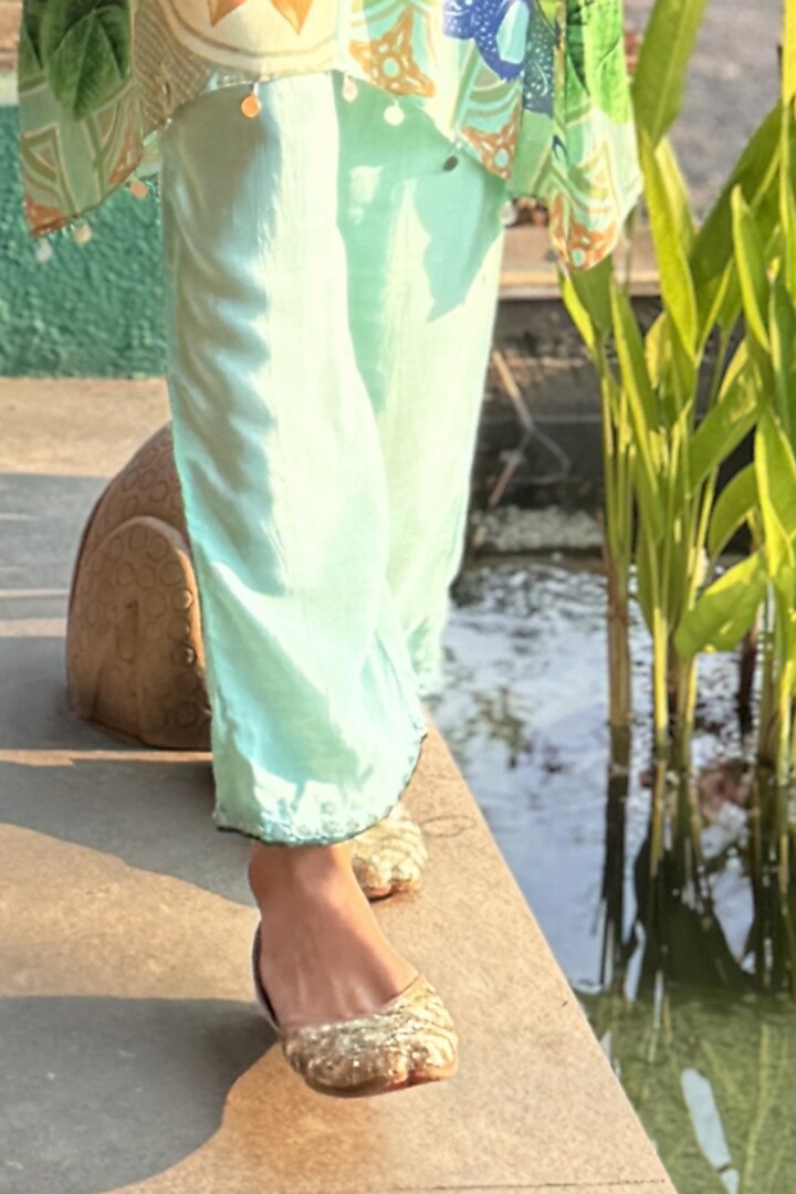 Aqua Crepe Co-Ord Set by Basil Leaf at Pernia's Pop Up Shop