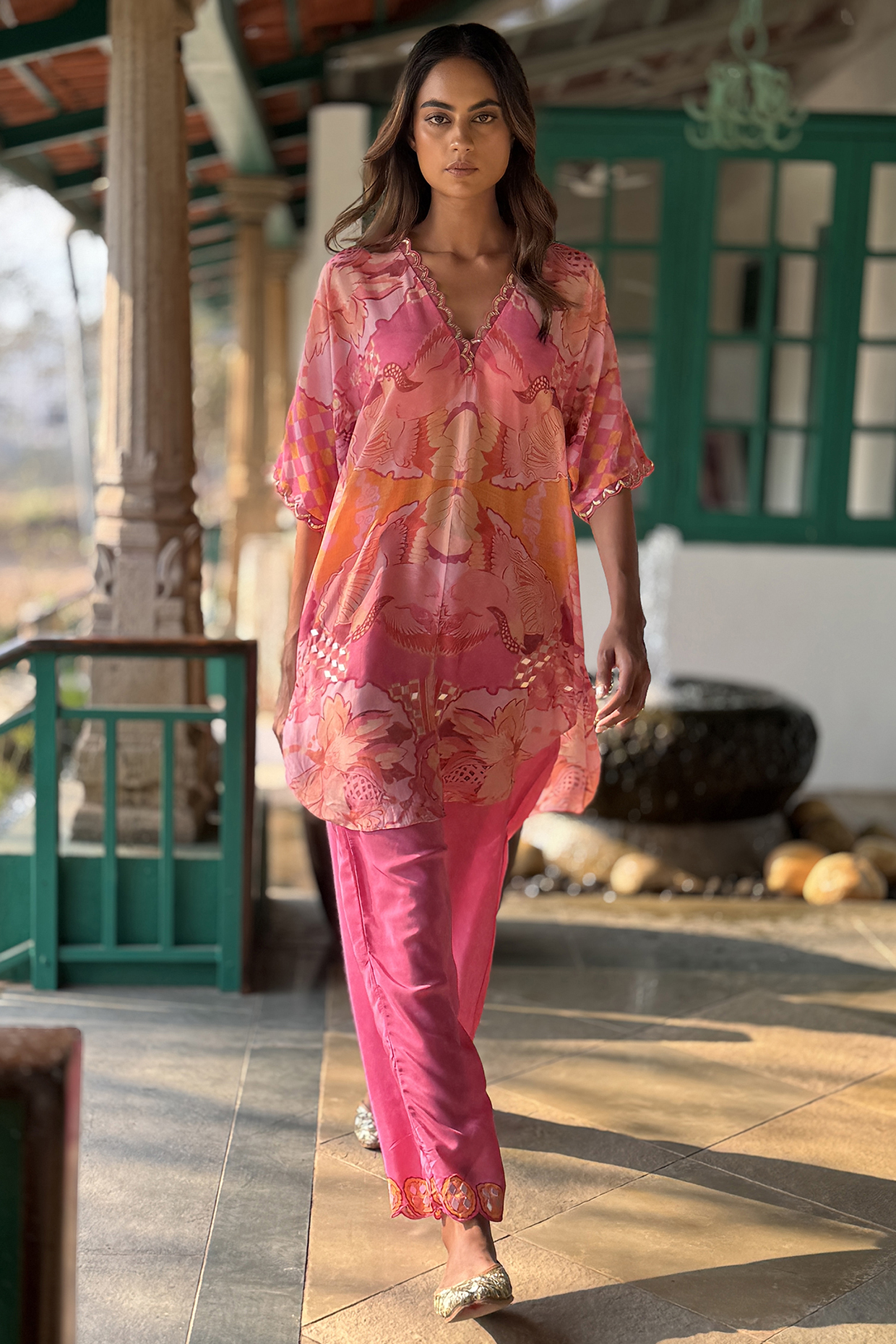 Pink Crepe Co-Ord Set by Basil Leaf at Pernia's Pop Up Shop