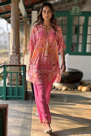 Pink Crepe Co-Ord Set by Basil Leaf