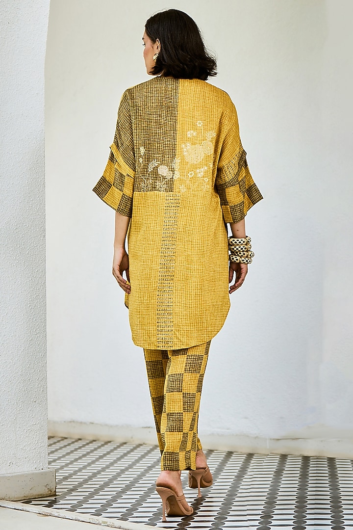 Yellow & Green Linen Co-Ord Set by Basil Leaf at Pernia's Pop Up Shop
