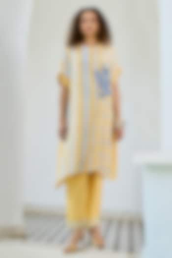 Yellow Linen Silk Printed Co-Ord Set by Basil Leaf at Pernia's Pop Up Shop