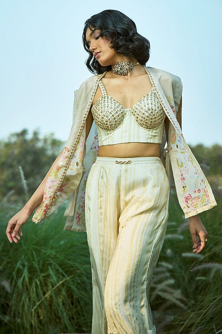 Off-White Tabby Pant Set by Basil Leaf at Pernia's Pop Up Shop