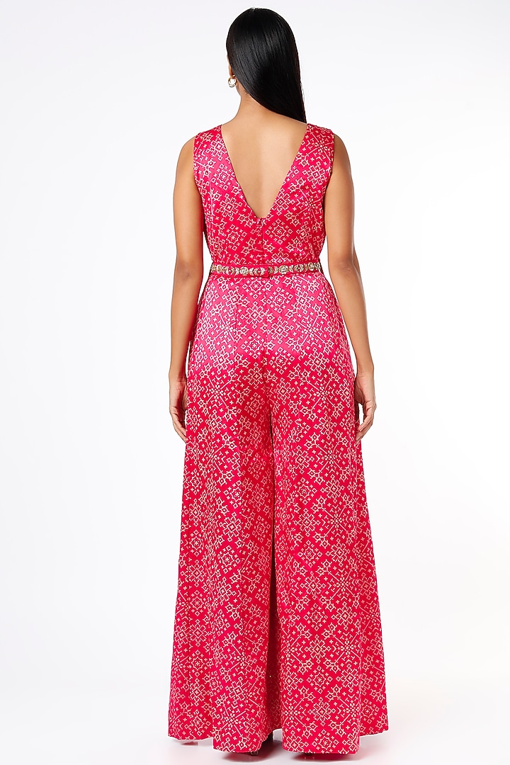 Blush Pink Embroidered & Printed Jumsuit by Basil Leaf at Pernia's Pop Up Shop
