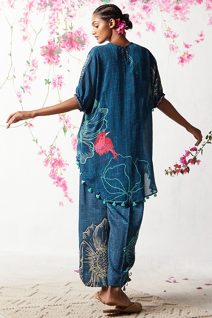 Blue Chinon Chiffon Co-Ord Set by Basil Leaf at Pernia's Pop Up Shop