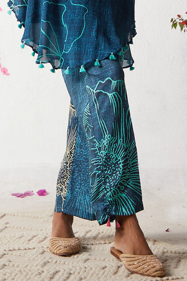 Blue Chinon Chiffon Co-Ord Set by Basil Leaf at Pernia's Pop Up Shop