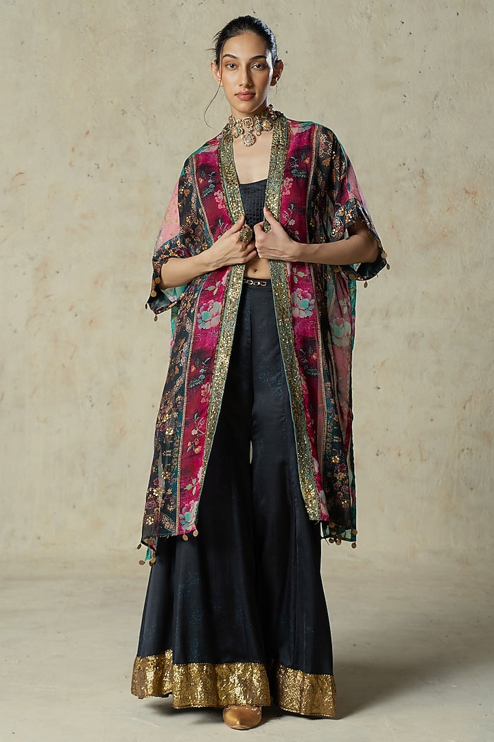 Black Linen Satin Pant Set by Basil Leaf at Pernia's Pop Up Shop