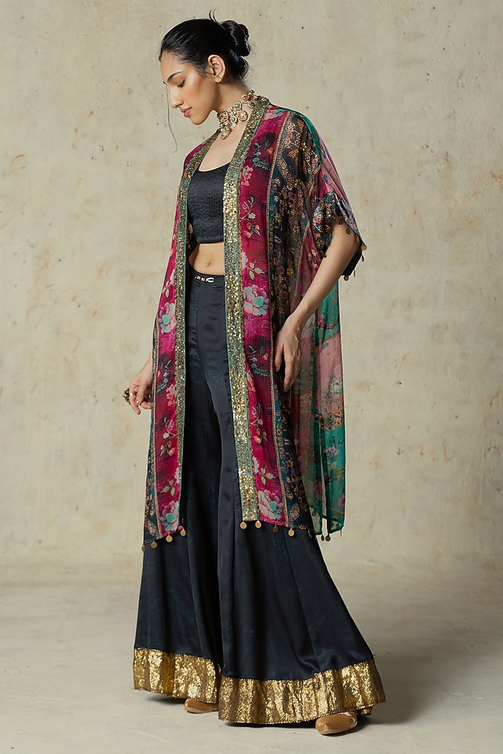 Black Linen Satin Pant Set by Basil Leaf at Pernia's Pop Up Shop