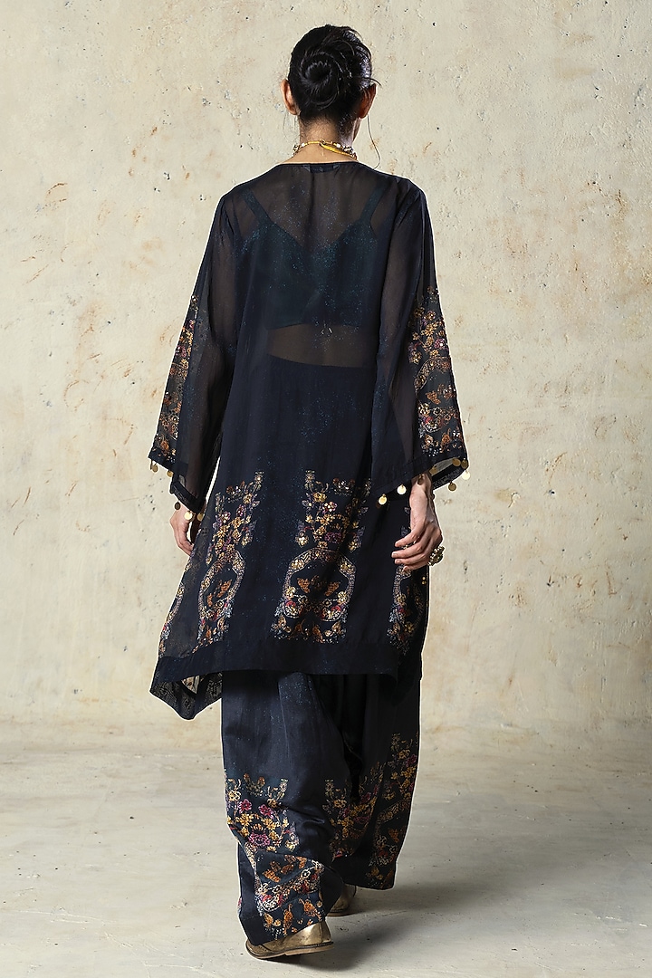 Black Organza Printed Co-Ord Set by Basil Leaf at Pernia's Pop Up Shop