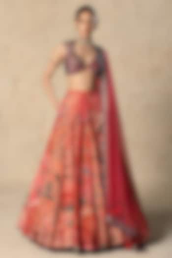 Pink Tissue Printed Wedding Lehenga Set by Basil Leaf at Pernia's Pop Up Shop