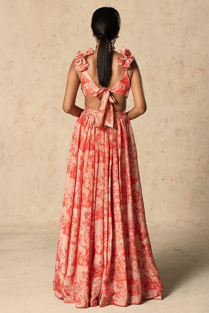 Peach Tissue Printed Engagement Gown by Basil Leaf at Pernia's Pop Up Shop