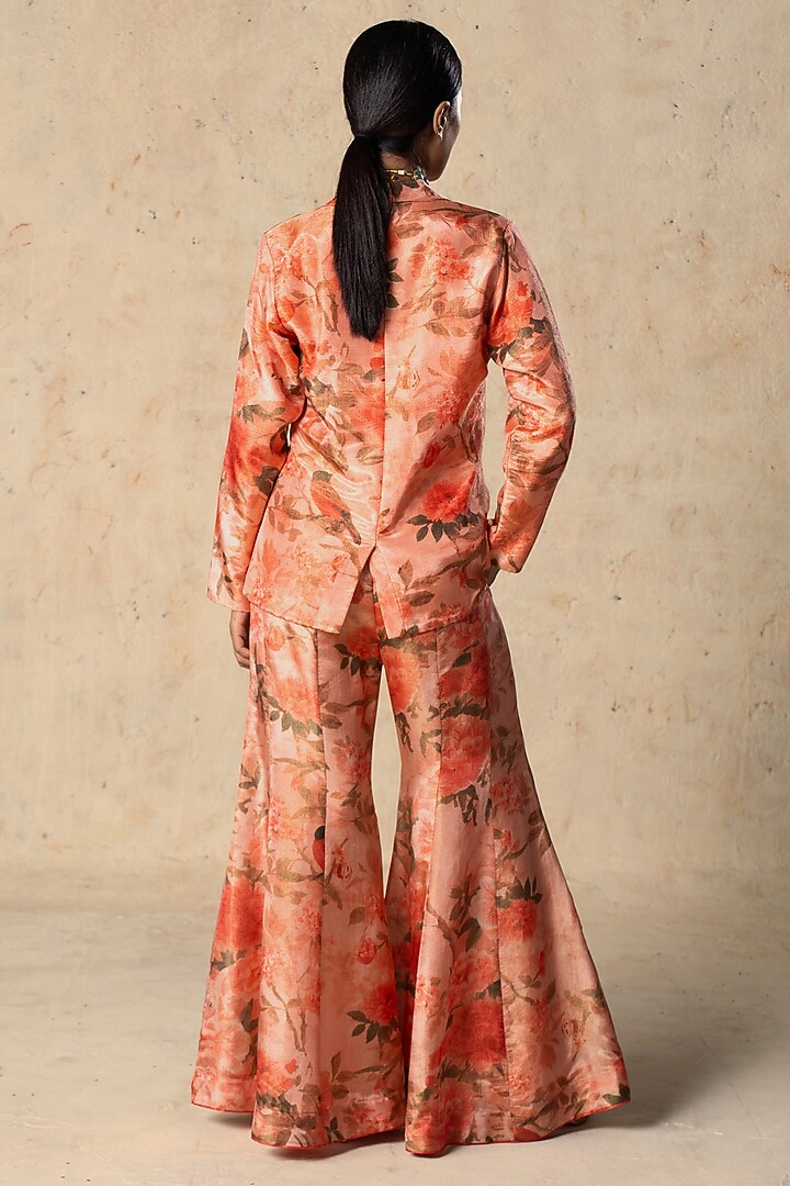 Peach Tissue Floral Printed Co-Ord Set by Basil Leaf at Pernia's Pop Up Shop