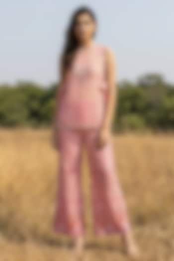 Peach Organza Jacket Set by Basil Leaf at Pernia's Pop Up Shop