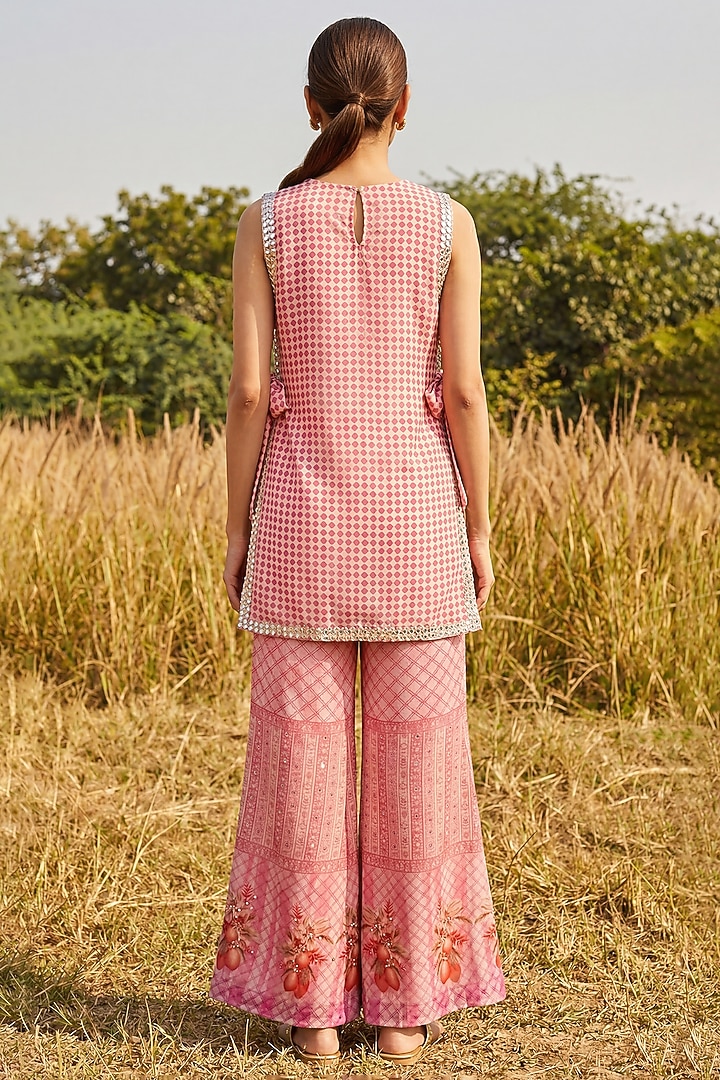 Peach Organza Jacket Set by Basil Leaf at Pernia's Pop Up Shop