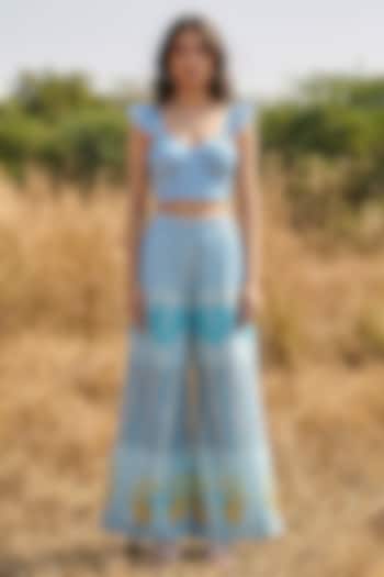 Blue Organza Co-Ord Set by Basil Leaf at Pernia's Pop Up Shop