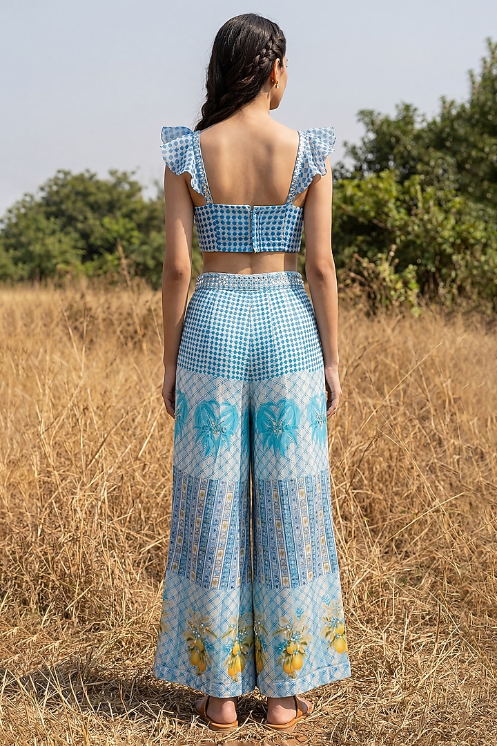 Blue Organza Co-Ord Set by Basil Leaf at Pernia's Pop Up Shop