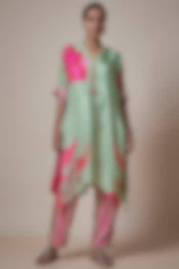 Aqua Natural Crepe Floral Printed Kurta Set by Basil Leaf at Pernia's Pop Up Shop