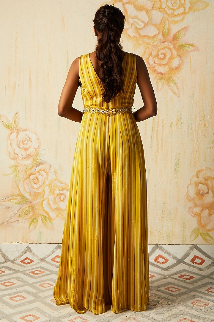 Yellow Printed Jumpsuit by Basil Leaf at Pernia's Pop Up Shop