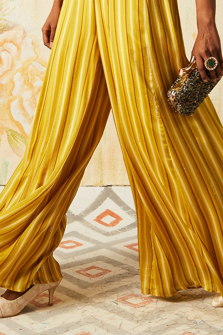 Yellow Printed Jumpsuit by Basil Leaf at Pernia's Pop Up Shop