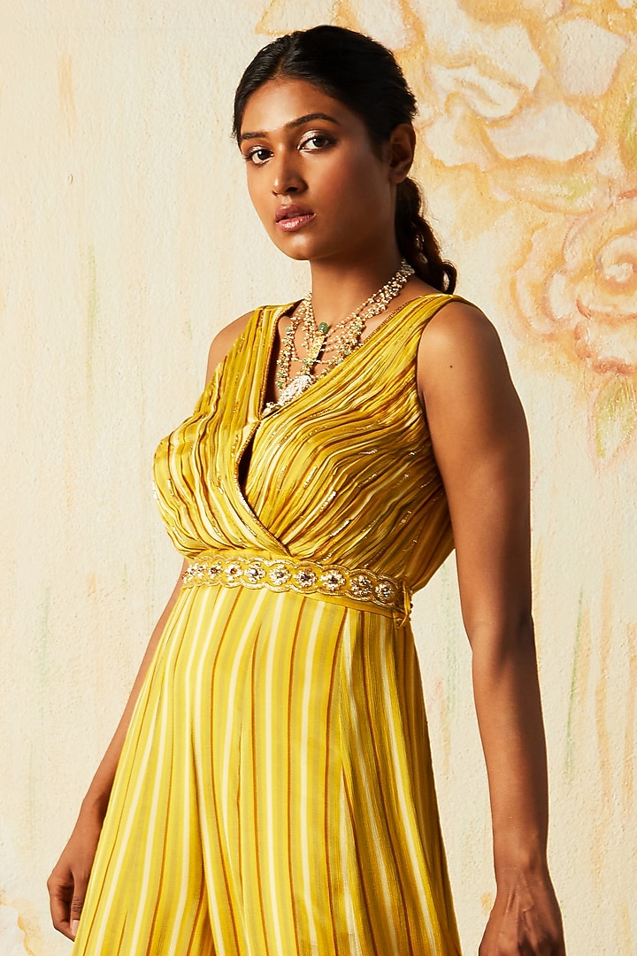 Yellow Printed Jumpsuit by Basil Leaf at Pernia's Pop Up Shop