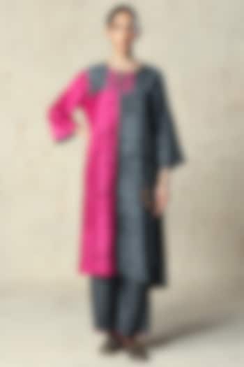 Pink Tussar Kurta Set by Basil Leaf at Pernia's Pop Up Shop