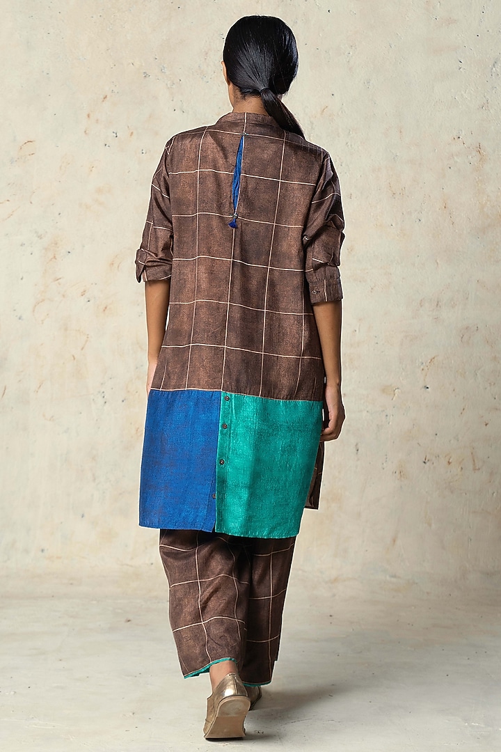 Brown Tussar Kurta Set by Basil Leaf at Pernia's Pop Up Shop