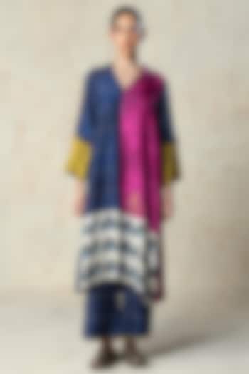 Navy Blue Tussar Kurta Set by Basil Leaf at Pernia's Pop Up Shop