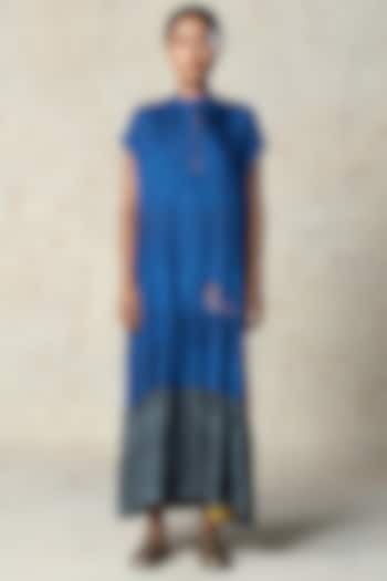 Blue Tussar Midi Summer Dress by Basil Leaf at Pernia's Pop Up Shop