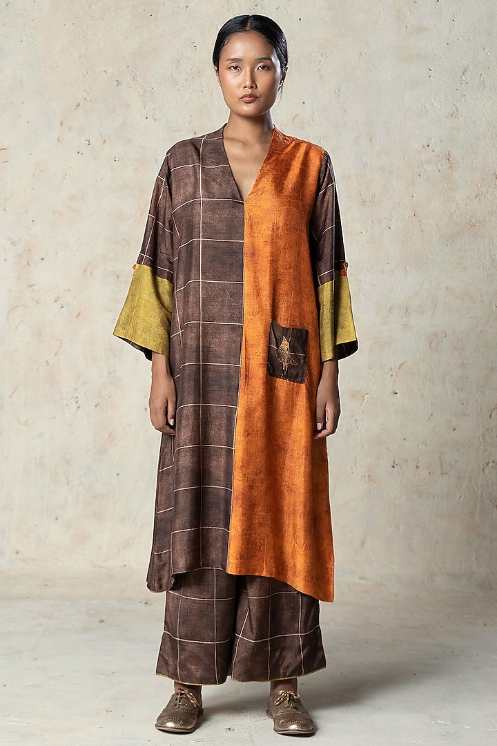 Rust Tussar Co-Ord Set by Basil Leaf at Pernia's Pop Up Shop