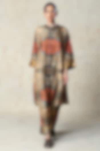Blue Tussar Embroidered Co-Ord Set by Basil Leaf at Pernia's Pop Up Shop