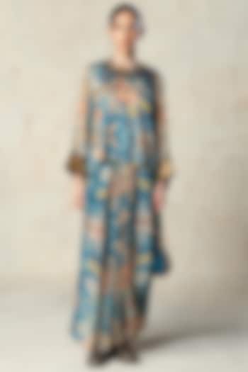 Blue Tussar Embroidered Co-Ord Set by Basil Leaf at Pernia's Pop Up Shop
