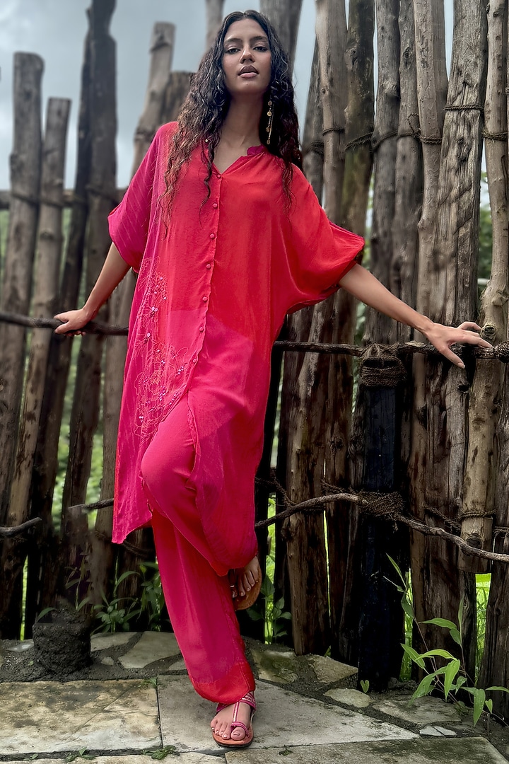 Pink Crepe Co-Ord Set by Basil Leaf at Pernia's Pop Up Shop