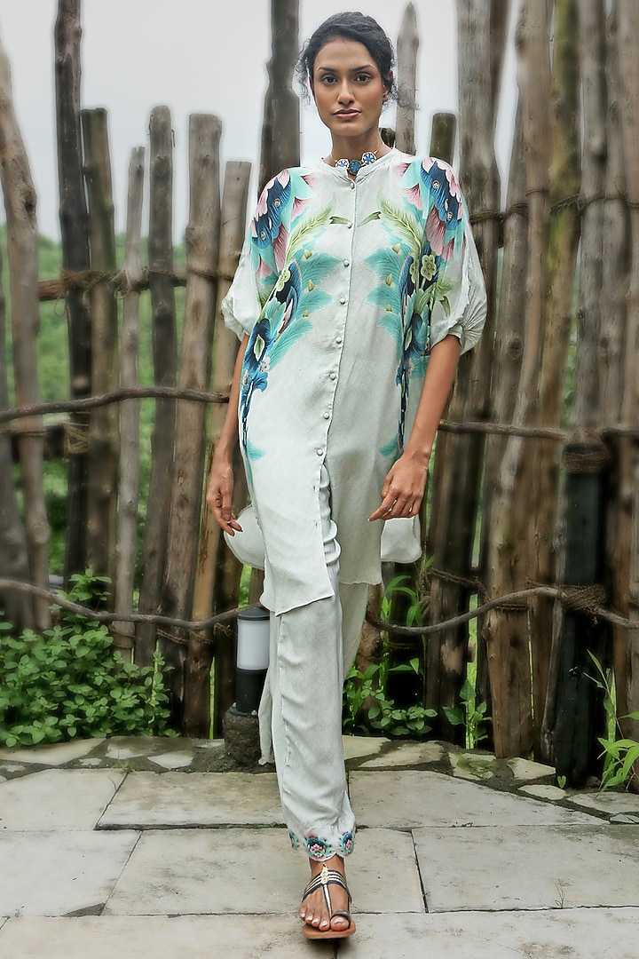 Grey Crepe Co-Ord Set by Basil Leaf at Pernia's Pop Up Shop