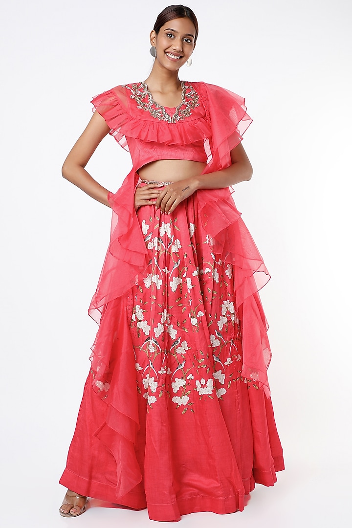 Pink Tussar Wedding Lehenga Set by Basil Leaf at Pernia's Pop Up Shop