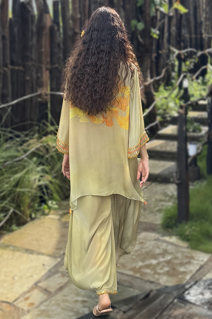 Yellow Crepe Embroidered Co-Ord Set by Basil Leaf at Pernia's Pop Up Shop