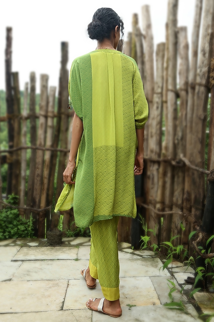 Olive Green Crepe Co-Ord Set by Basil Leaf at Pernia's Pop Up Shop