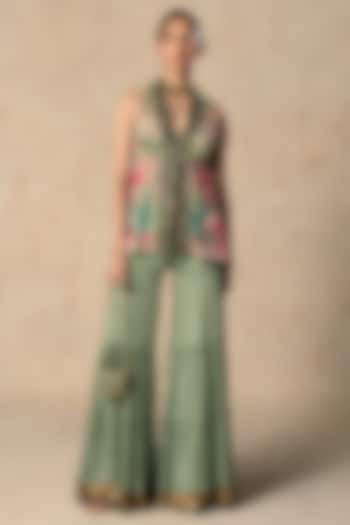 Emerald Green Chiffon Pant Set by Basil Leaf at Pernia's Pop Up Shop