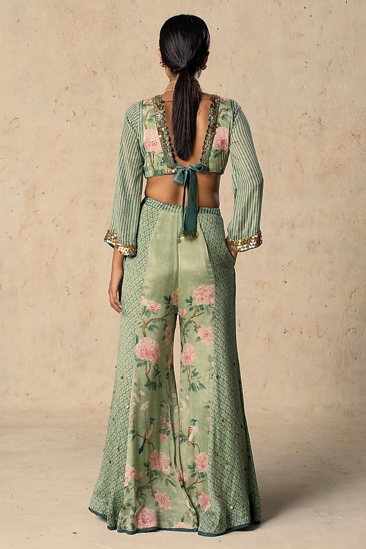 Emerald Green Chiffon Pant Set by Basil Leaf at Pernia's Pop Up Shop