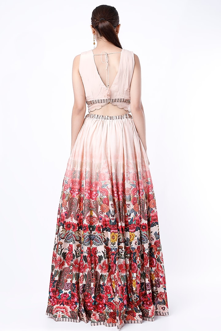 Beige Printed Wedding Lehenga Set by Basil Leaf at Pernia's Pop Up Shop