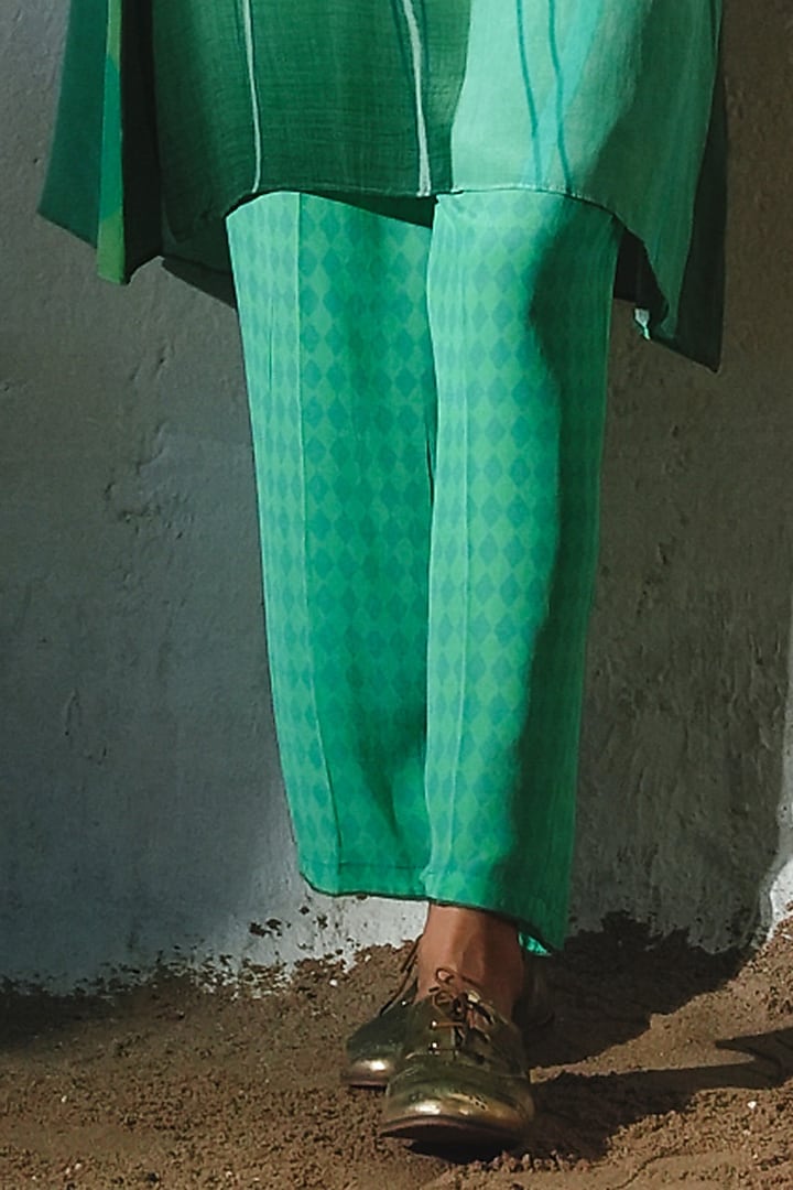 Aqua Crepe Handwork Co-Ord Set by Basil Leaf at Pernia's Pop Up Shop