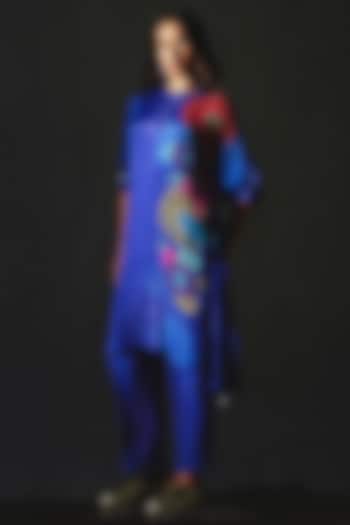 Blue Chiffon & Linen Silk Co-Ord Set by Basil Leaf at Pernia's Pop Up Shop