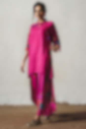 Pink Chiffon & Linen Silk Co-Ord Set by Basil Leaf at Pernia's Pop Up Shop