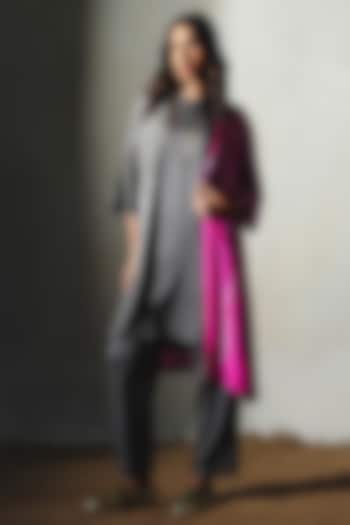 Pink Crepe Handwork Co-Ord Set by Basil Leaf at Pernia's Pop Up Shop