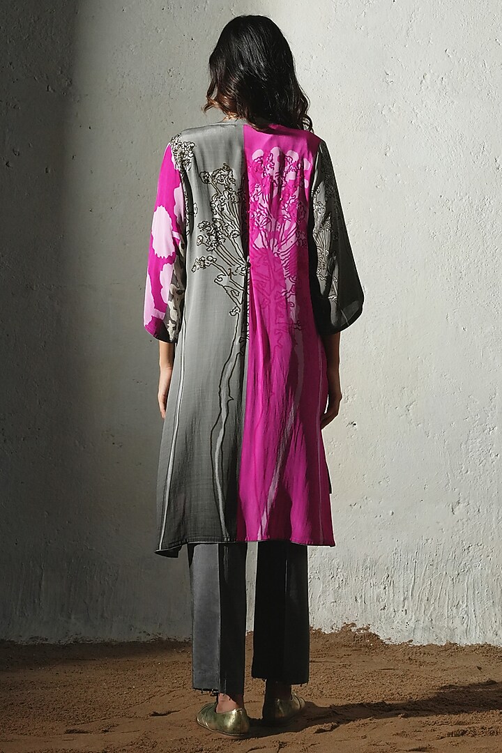 Pink Crepe Handwork Co-Ord Set by Basil Leaf at Pernia's Pop Up Shop